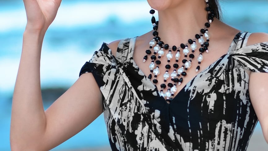 Close-up Photo of Stylish Necklace on a Model 